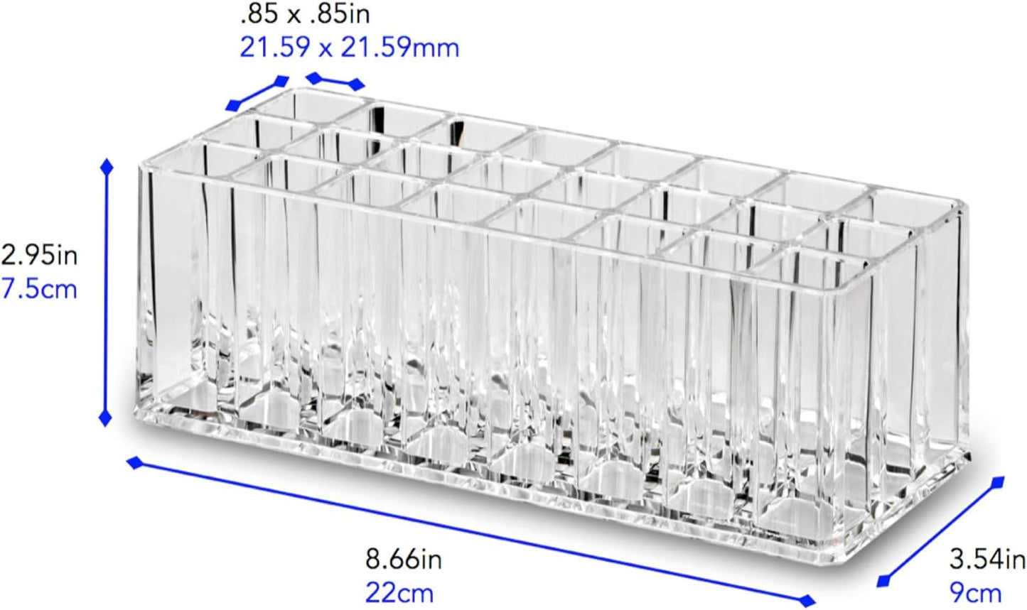  Acrylic Makeup Beauty Brush Organizer | 24 Space Cosmetic Storage (CLEAR)
