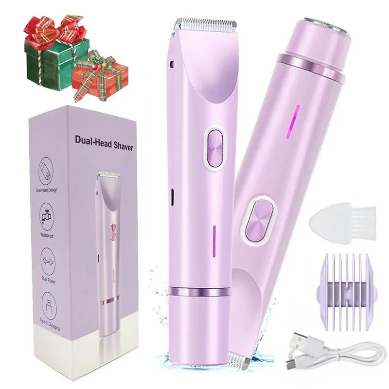 Electric Bikini Trimmer for Women, 1 Set Rechargeable 2 in 1 Body & Facialhair Removal for Winter Gift, Waterproof Wet &Dry Use Trimmer for Women, Halloween Christmas Gift, Fall Essentials Tiktokshopspringglowup