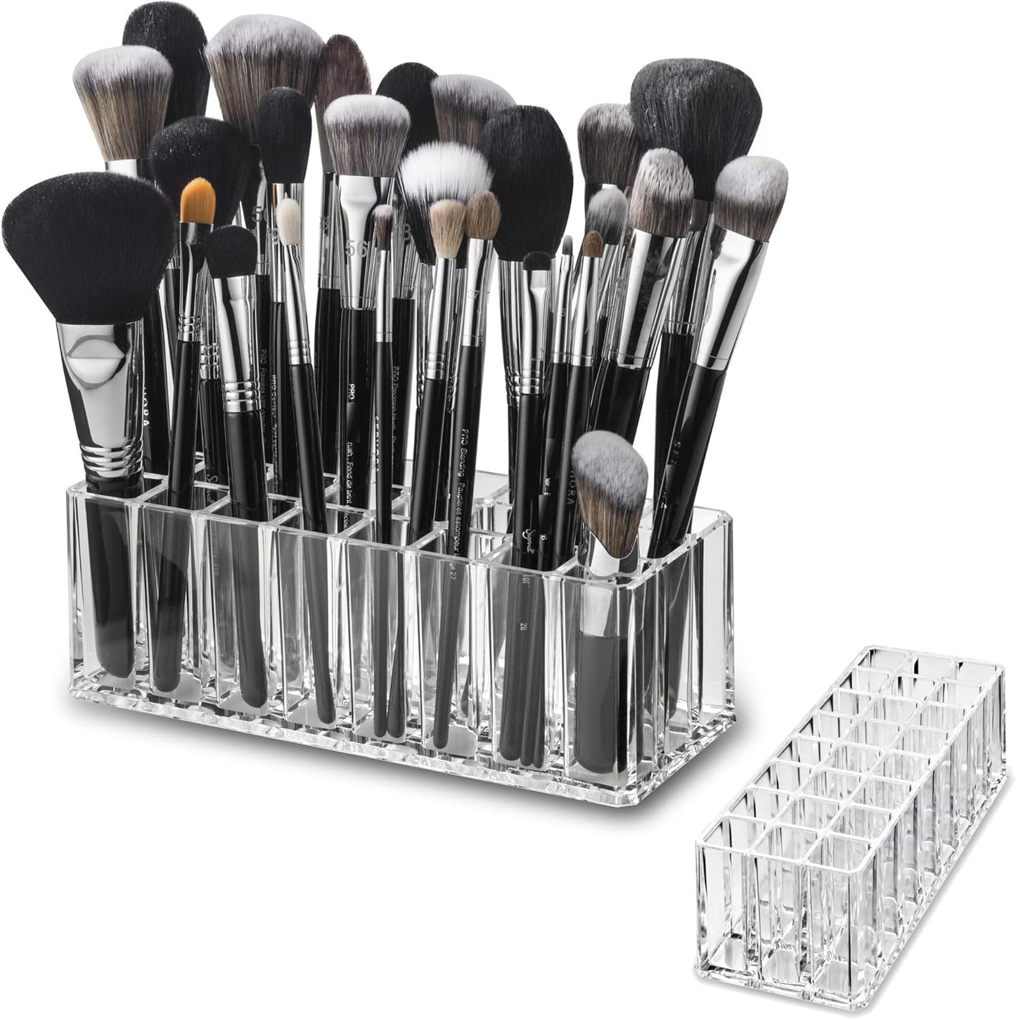  Acrylic Makeup Beauty Brush Organizer | 24 Space Cosmetic Storage (CLEAR)