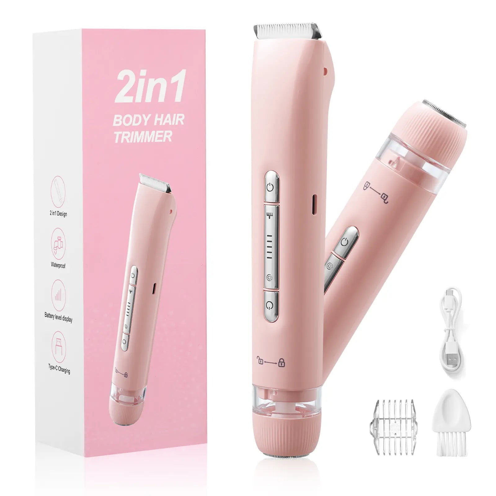 Electric Bikini Trimmer for Women, 1 Set Rechargeable 2 in 1 Body & Facialhair Removal for Winter Gift, Waterproof Wet &Dry Use Trimmer for Women, Halloween Christmas Gift, Fall Essentials Tiktokshopspringglowup