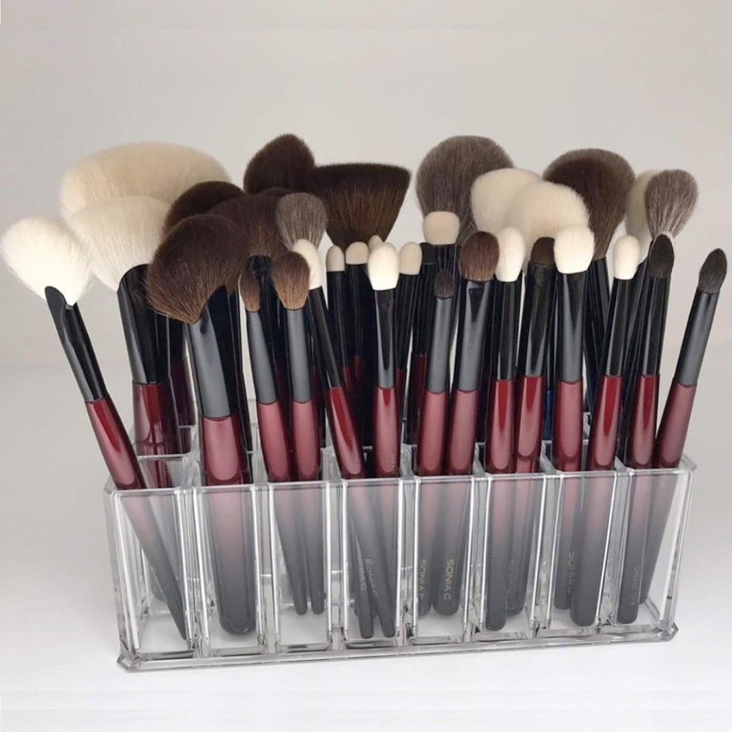  Acrylic Makeup Beauty Brush Organizer | 24 Space Cosmetic Storage (CLEAR)