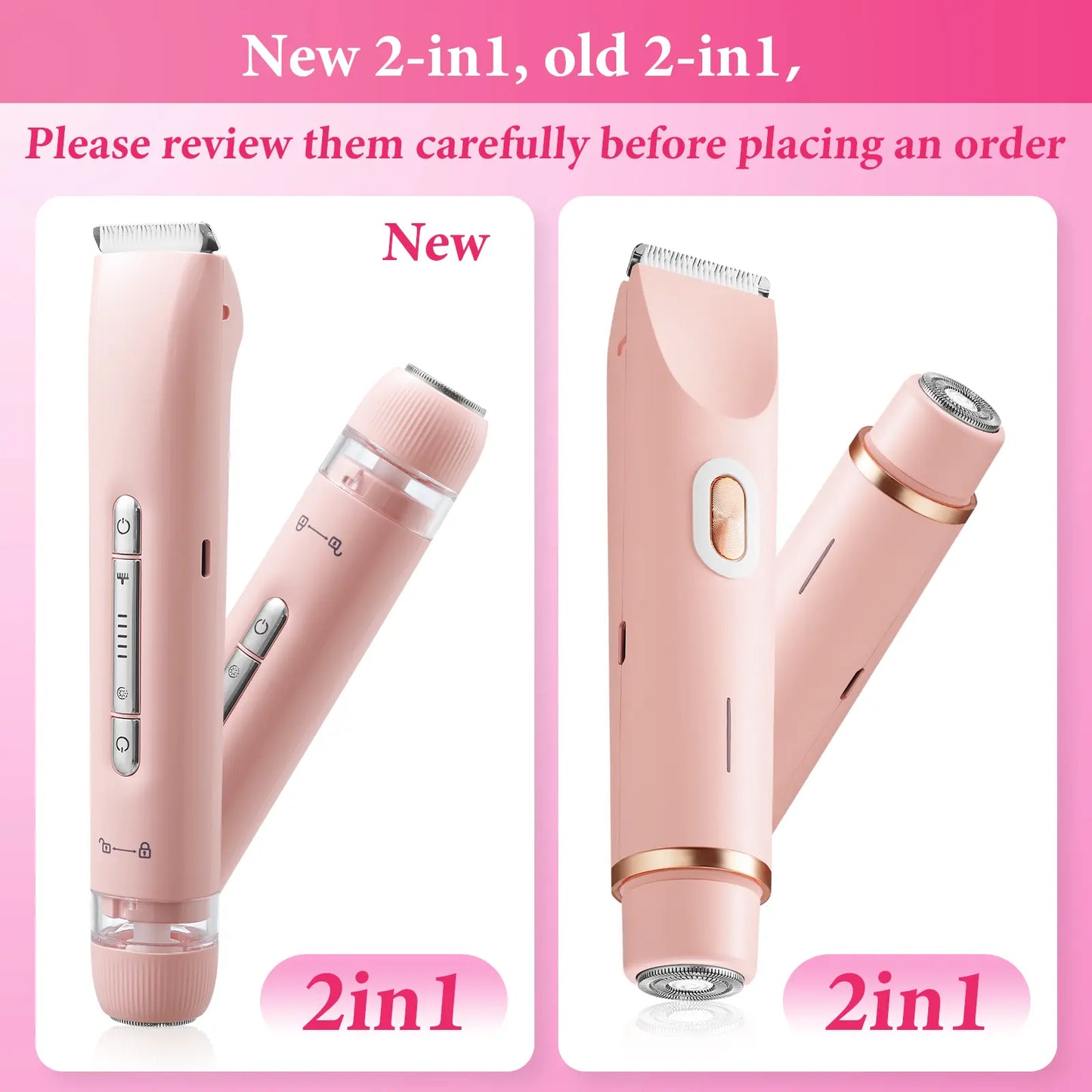 Electric Bikini Trimmer for Women, 1 Set Rechargeable 2 in 1 Body & Facialhair Removal for Winter Gift, Waterproof Wet &Dry Use Trimmer for Women, Halloween Christmas Gift, Fall Essentials Tiktokshopspringglowup