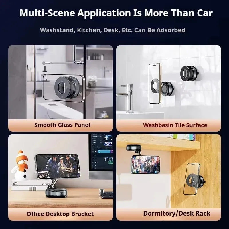 For Magsafe Car Phone Holder Suction Cup Vacuum Magnetic Phone Hholder 360° Rotatable Foldable Phone Holder Phone Accessories